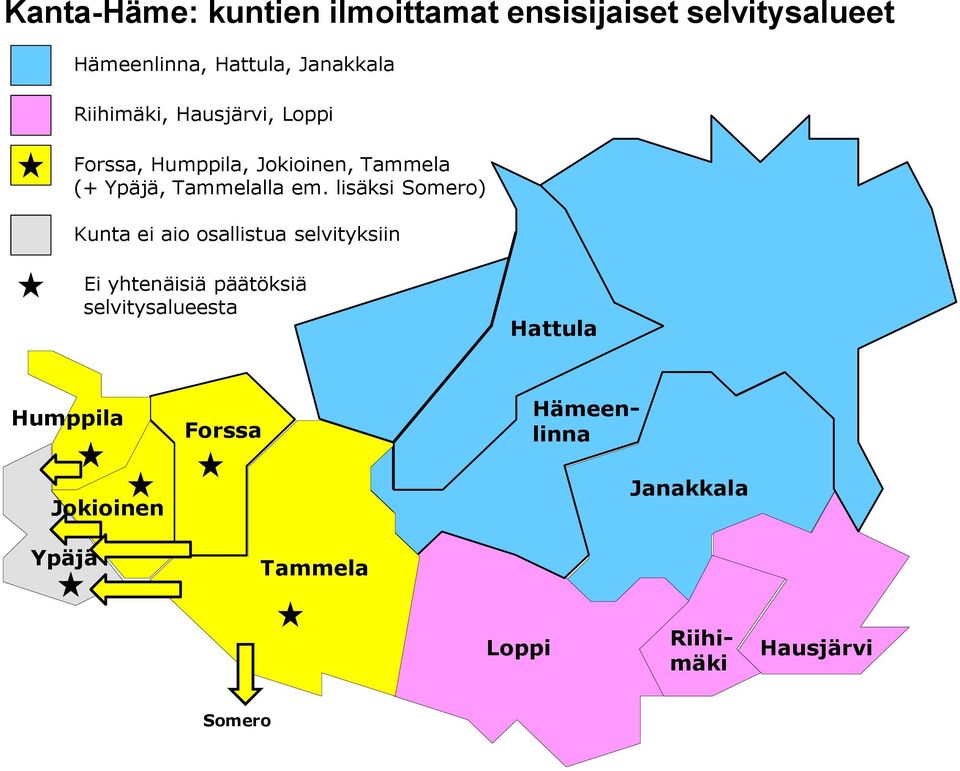 lisäksi Somero) Kunta ei aio osallistua selvityksiin Ei yhtenäisiä päätöksiä selvitysalueesta