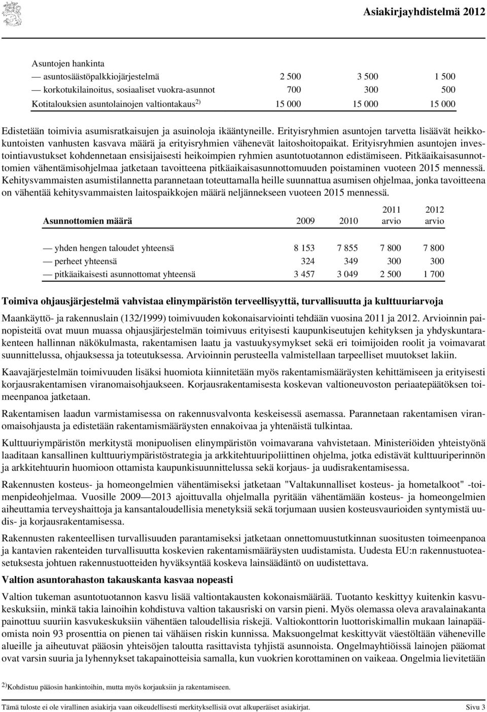 Erityisryhmien asuntojen investointiavustukset kohdennetaan ensisijaisesti heikoimpien ryhmien asuntotuotannon edistämiseen.