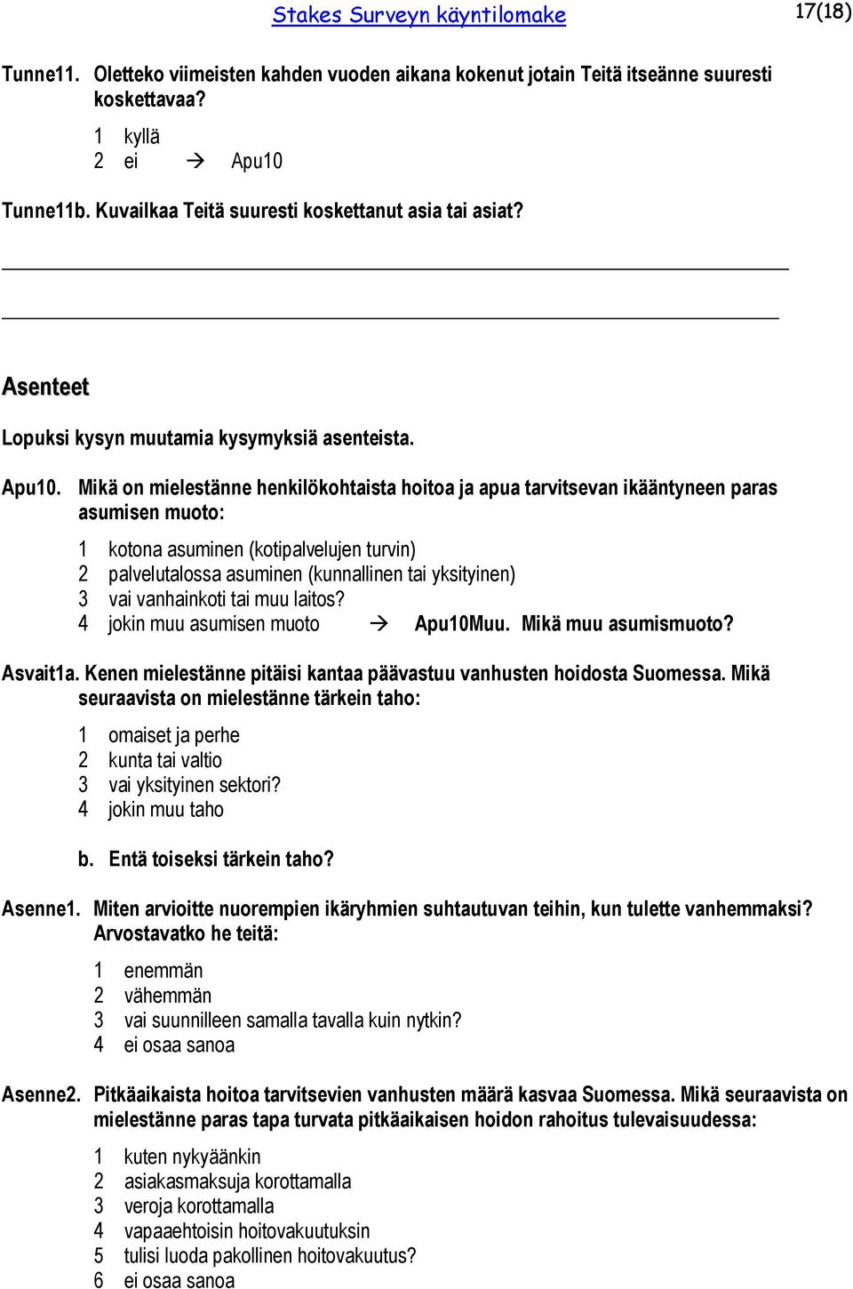 Mikä on mielestänne henkilökohtaista hoitoa ja apua tarvitsevan ikääntyneen paras asumisen muoto: 1 kotona asuminen (kotipalvelujen turvin) 2 palvelutalossa asuminen (kunnallinen tai yksityinen) 3