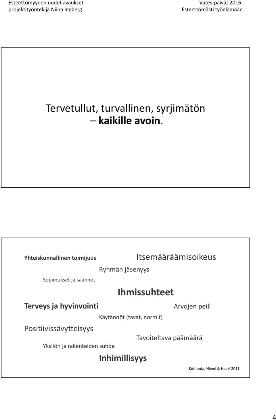 hyvinvointi Positiivissävytteisyys Yksilön ja rakenteiden suhde Itsemääräämisoikeus