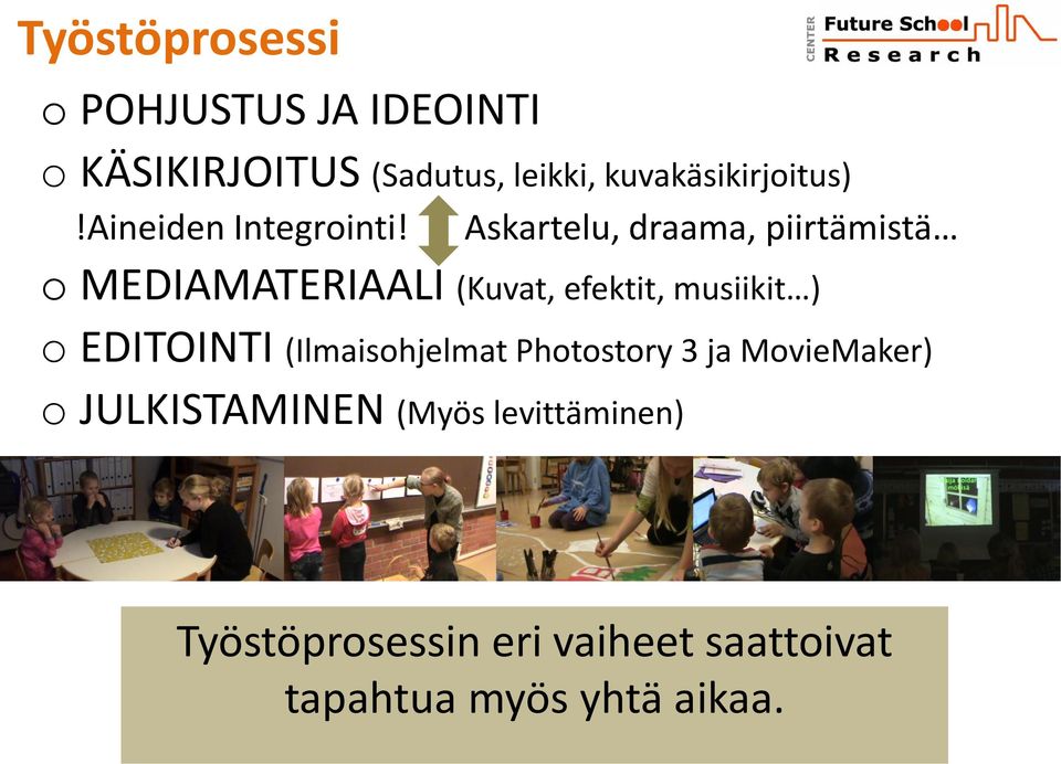 Askartelu, draama, piirtämistä o MEDIAMATERIAALI (Kuvat, efektit, musiikit ) o