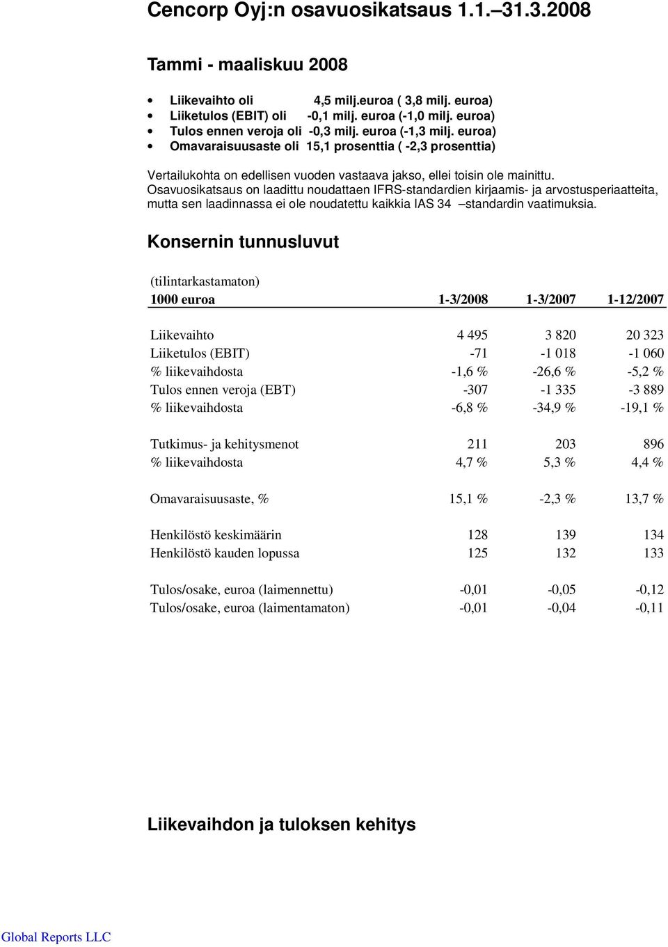 Osavuosikatsaus on laadittu noudattaen IFRS-standardien kirjaamis- ja arvostusperiaatteita, mutta sen laadinnassa ei ole noudatettu kaikkia IAS 34 standardin vaatimuksia.