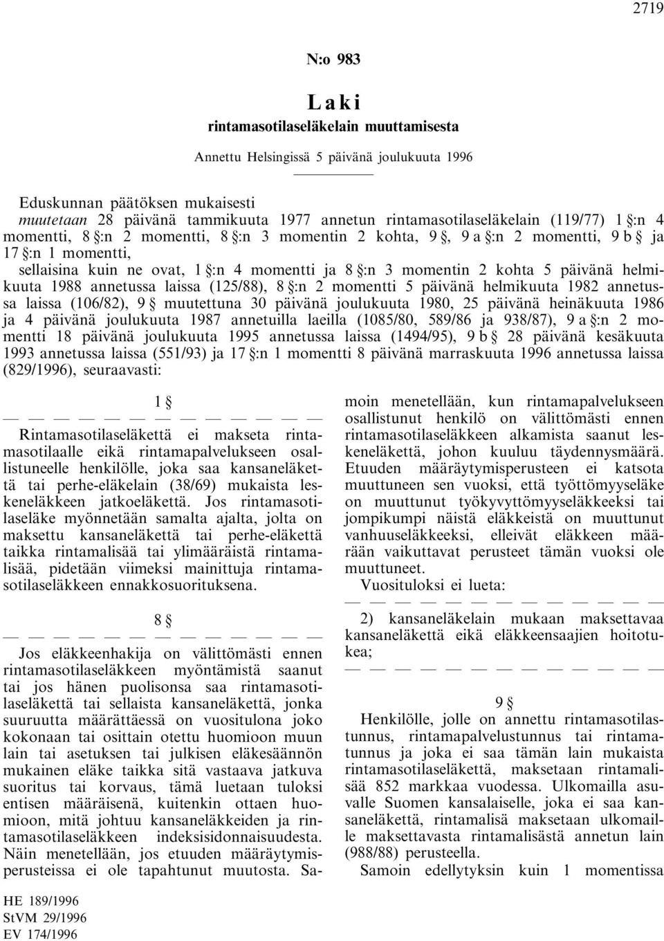 helmikuuta 1982 annetussa laissa (106/82), 9 muutettuna 30 päivänä joulukuuta 1980, 25 päivänä heinäkuuta 1986 ja 4 päivänä joulukuuta 1987 annetuilla laeilla (1085/80, 589/86 ja 938/87), 9 a :n 2