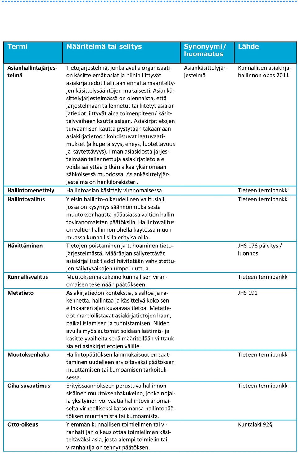 Asiankäsittelyjärjestelmässä on olennaista, että järjestelmään tallennetut tai liitetyt asiakirjatiedot liittyvät aina toimenpiteen/ käsittelyvaiheen kautta asiaan.