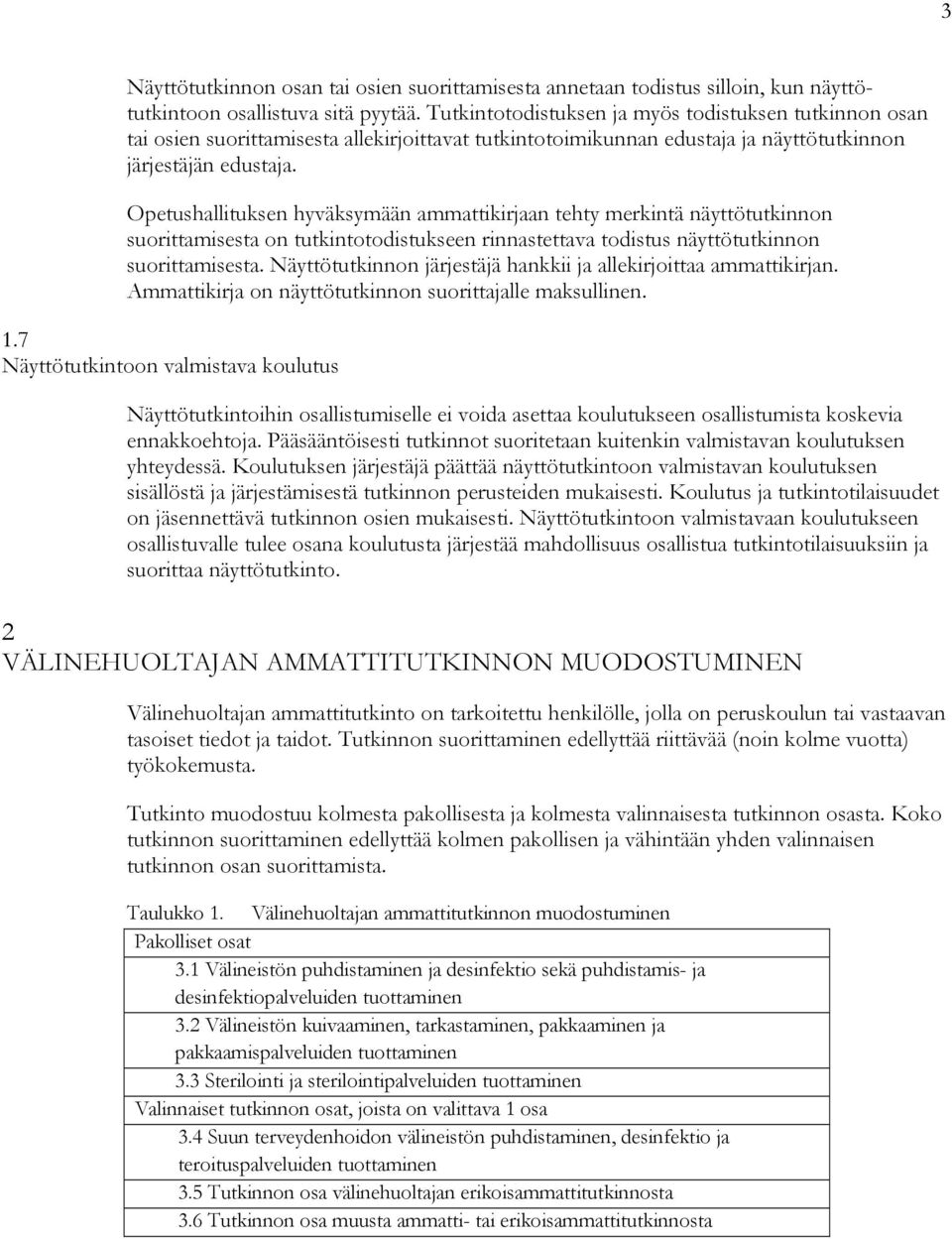 Opetushallituksen hyväksymään ammattikirjaan tehty merkintä näyttötutkinnon suorittamisesta on tutkintotodistukseen rinnastettava todistus näyttötutkinnon suorittamisesta.