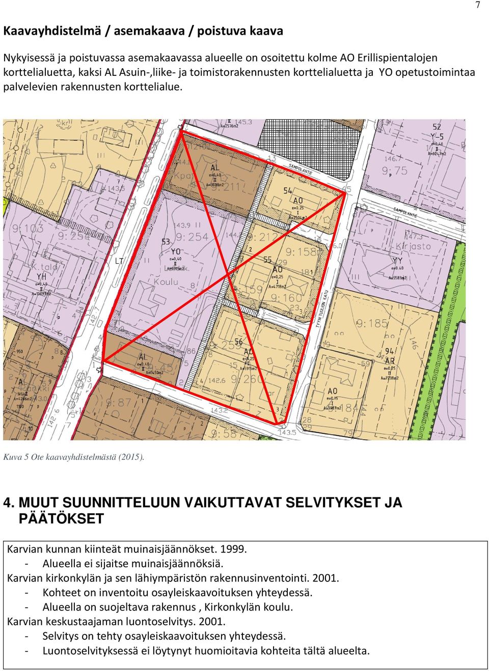 MUUT SUUNNITTELUUN VAIKUTTAVAT SELVITYKSET JA PÄÄTÖKSET Karvian kunnan kiinteät muinaisjäännökset. 1999. - Alueella ei sijaitse muinaisjäännöksiä.