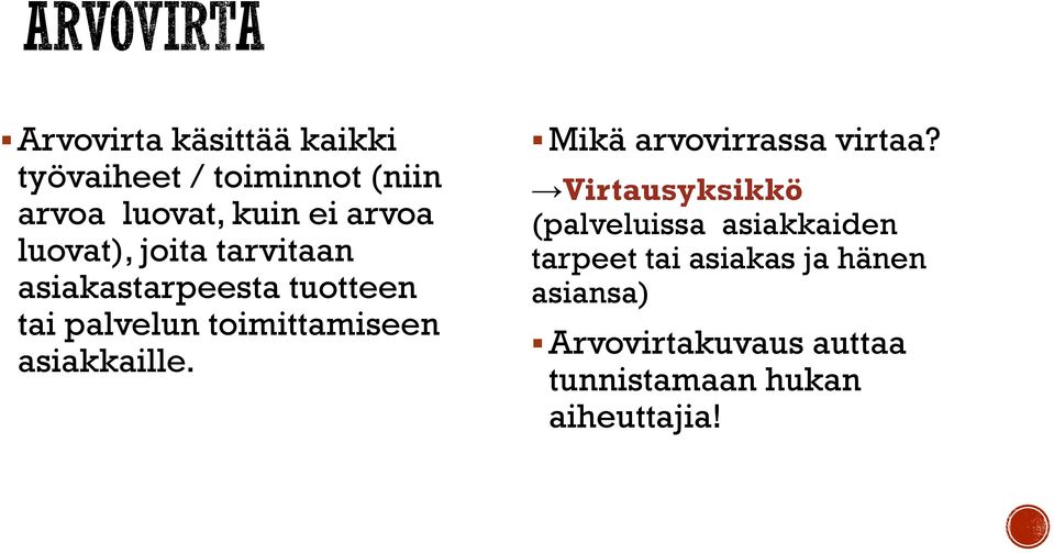 asiakkaille. Mikä arvovirrassa virtaa?