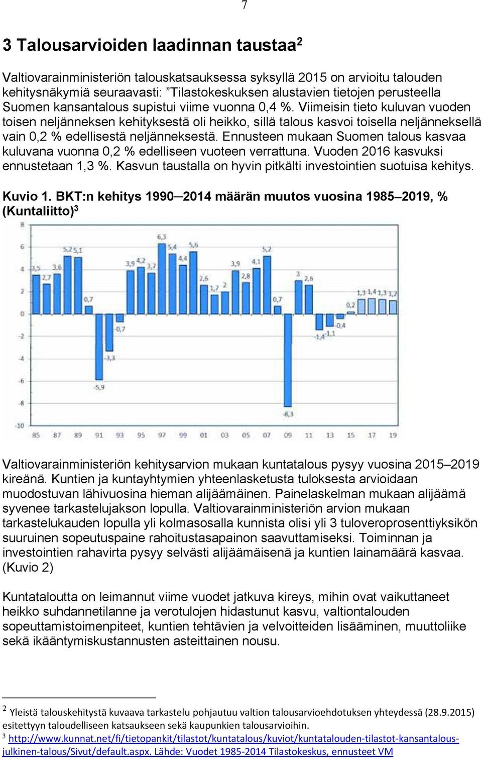 2015) esitettyyn taloudelliseen katsaukseen sekä kaupunkien talousarvioihin. http://www.