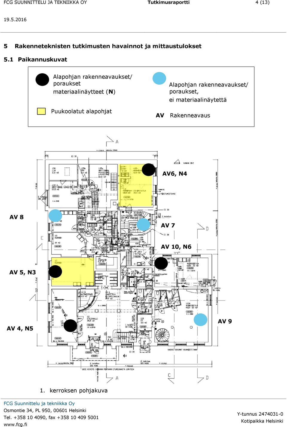 1 Paikannuskuvat Alapohjan rakenneavaukset/ poraukset materiaalinäytteet (N) Puukoolatut alapohjat Alapohjan