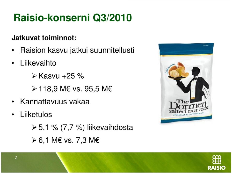 Kasvu +25 % 118,9 M vs.