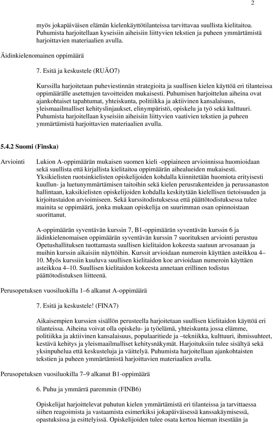 Esitä ja keskustele (RUÄO7) Kurssilla harjoitetaan puheviestinnän strategioita ja suullisen kielen käyttöä eri tilanteissa oppimäärälle asetettujen tavoitteiden mukaisesti.