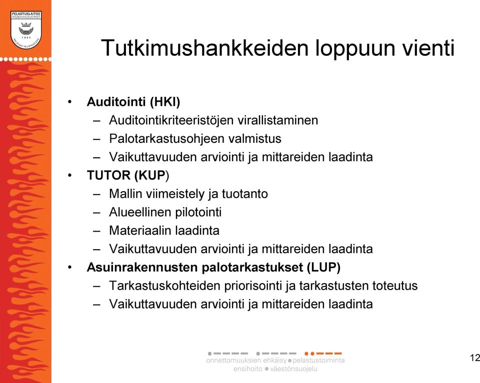 pilotointi Materiaalin laadinta Vaikuttavuuden arviointi ja mittareiden laadinta Asuinrakennusten