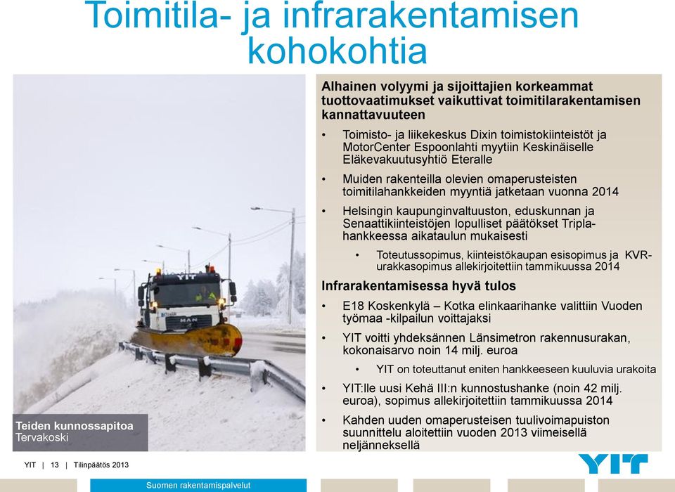 vuonna 2014 Helsingin kaupunginvaltuuston, eduskunnan ja Senaattikiinteistöjen lopulliset päätökset Triplahankkeessa aikataulun mukaisesti Toteutussopimus, kiinteistökaupan esisopimus ja