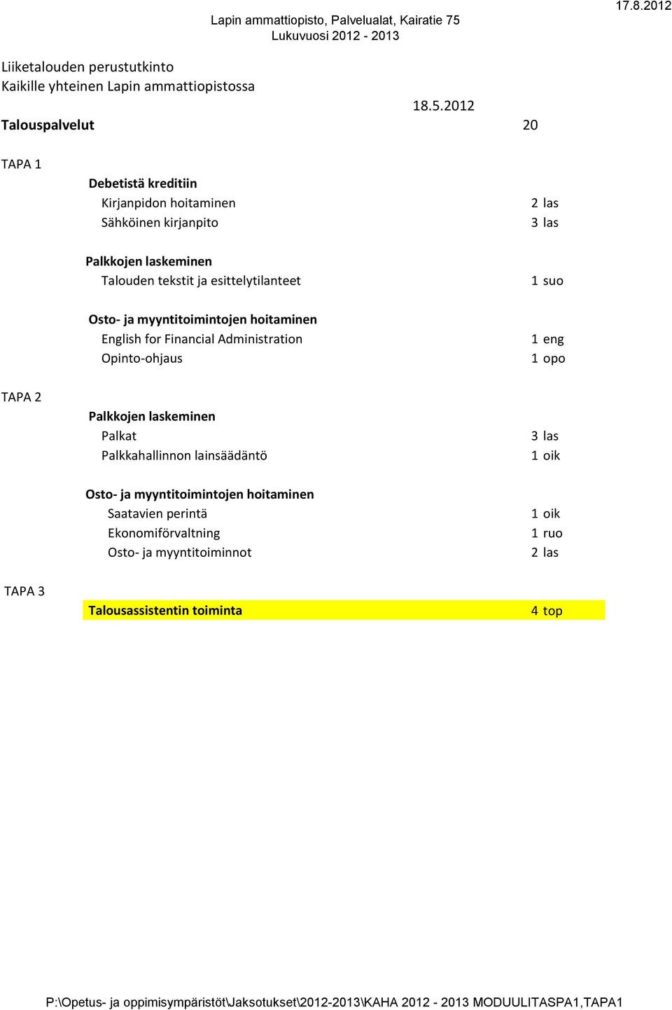 suo Osto- ja myyntitoimintojen hoitaminen English for Financial Administration Opinto-ohjaus 1 eng 1 opo TAPA 2 Palkkojen laskeminen Palkat Palkkahallinnon