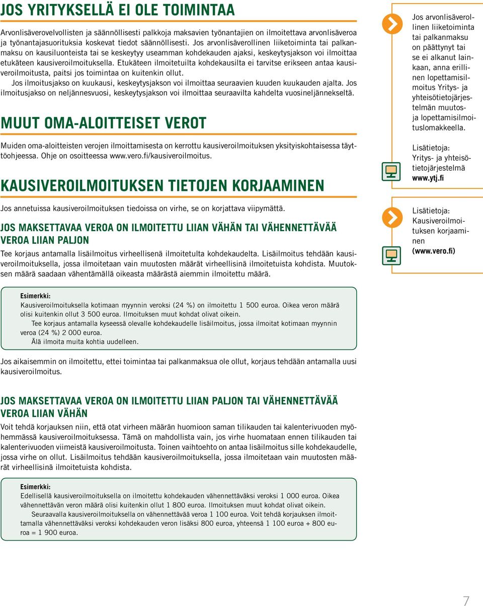 Etukäteen ilmoitetuilta kohdekausilta ei tarvitse erikseen antaa kausiveroilmoitusta, paitsi jos toimintaa on kuitenkin ollut.