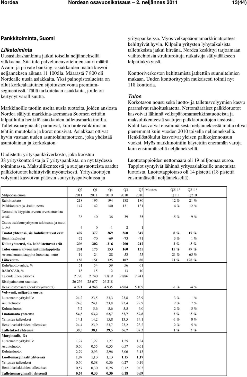 Yksi painopistealueista on ollut korkealaatuinen sijoitusneuvonta premiumsegmentissä. Tällä tarkoitetaan asiakkaita, joille on kertynyt varallisuutta.