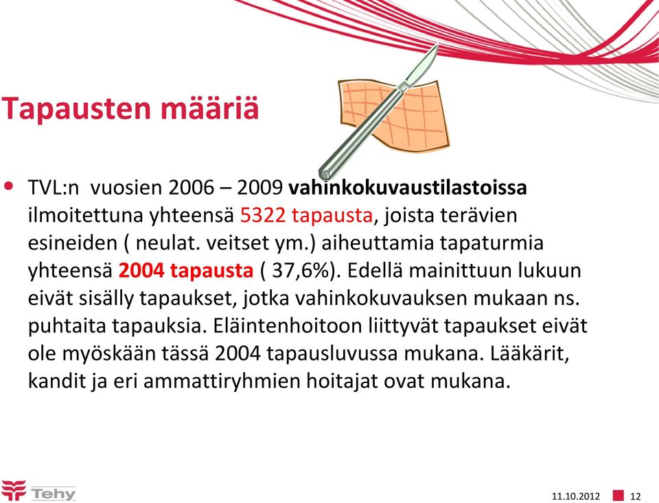 Edellä mainittuun lukuun eivät sisälly tapaukset, jotka vahinkokuvauksen mukaan ns. puhtaita tapauksia.