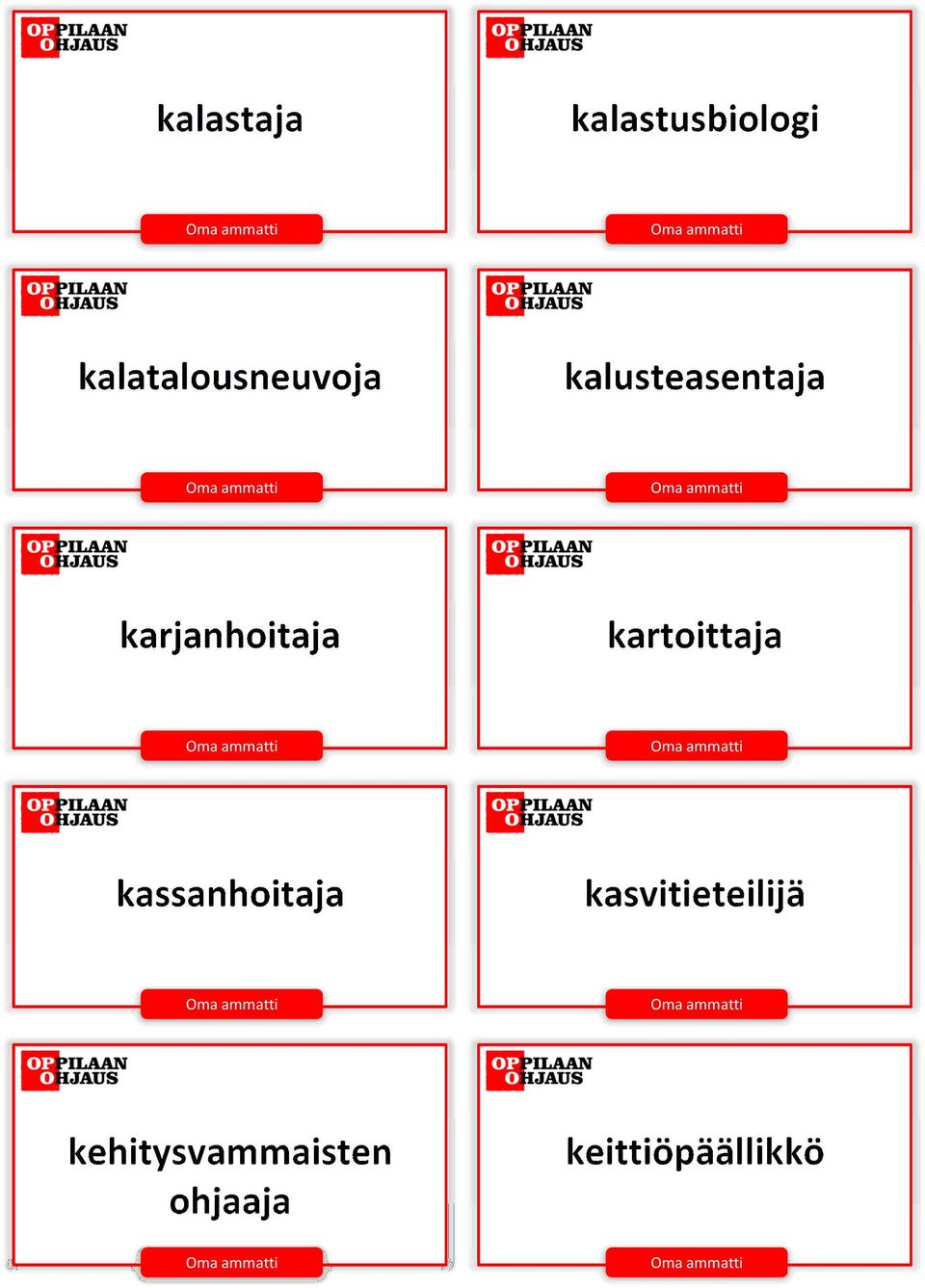 karjanhoitaja kartoittaja kassanhoitaja