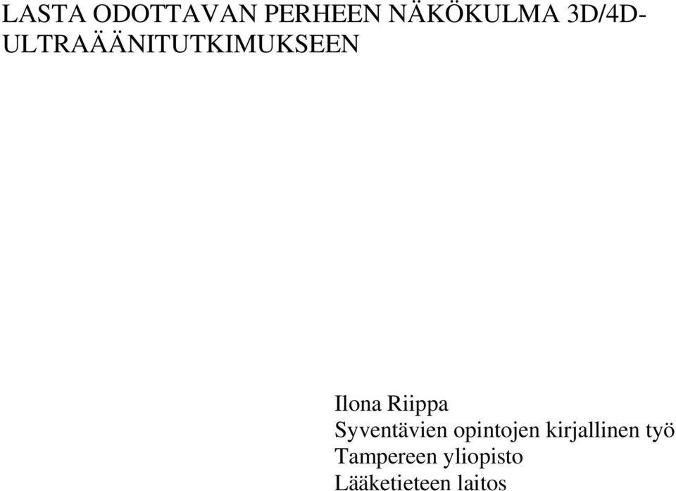 Riippa Syventävien opintojen