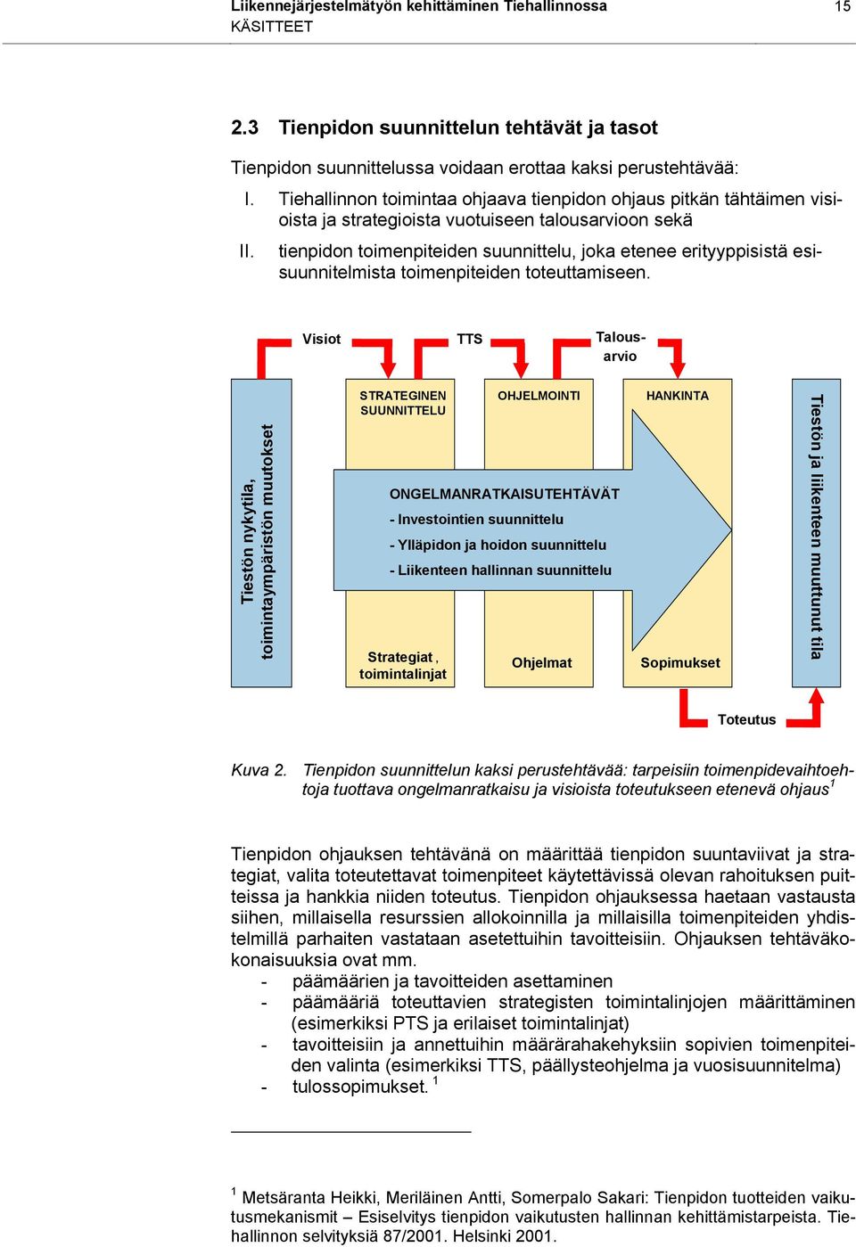 tienpidon toimenpiteiden suunnittelu, joka etenee erityyppisistä esisuunnitelmista toimenpiteiden toteuttamiseen.