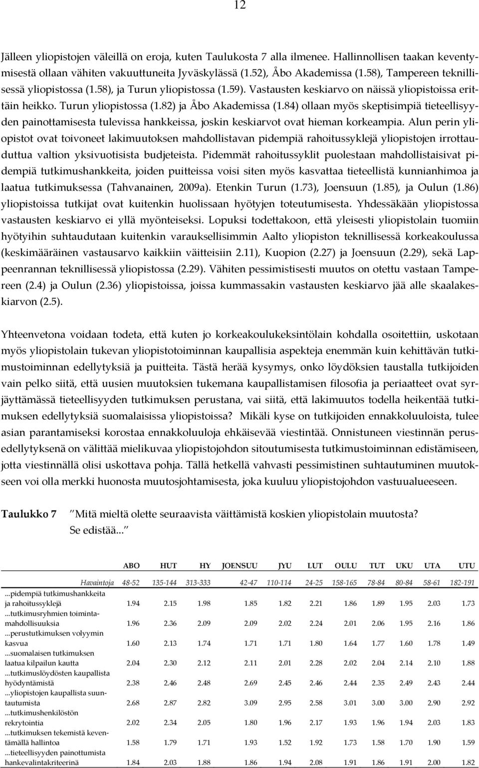 84) ollaan myös skeptisimpiä tieteellisyyden painottamisesta tulevissa hankkeissa, joskin keskiarvot ovat hieman korkeampia.