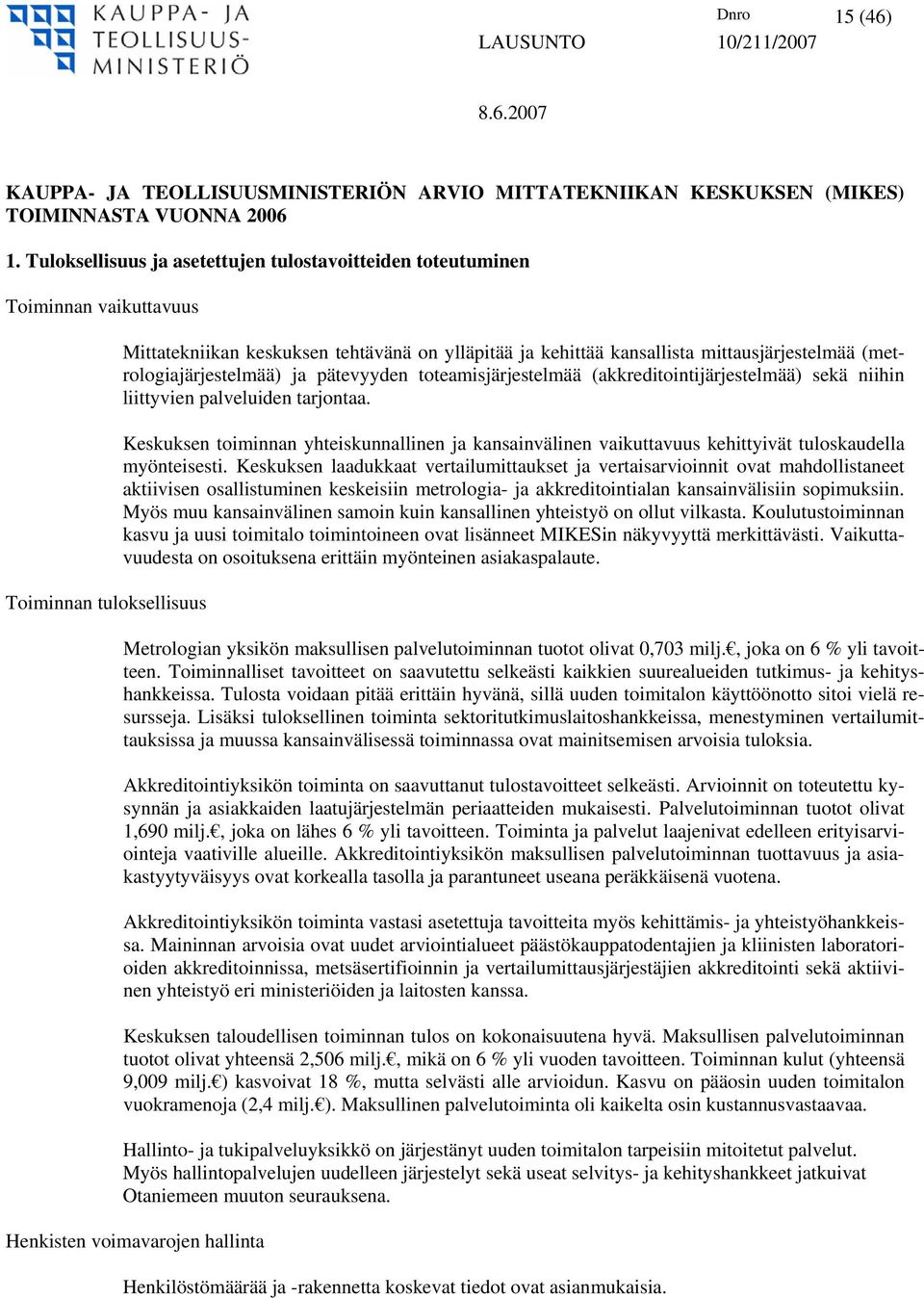 mittausjärjestelmää (metrologiajärjestelmää) ja pätevyyden toteamisjärjestelmää (akkreditointijärjestelmää) sekä niihin liittyvien palveluiden tarjontaa.