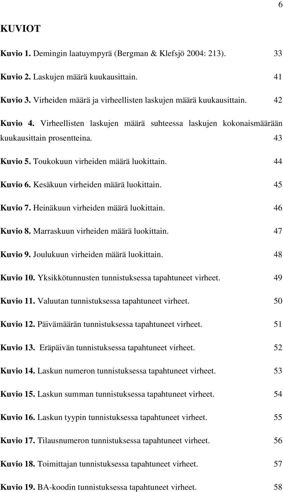 45 Kuvio 7. Heinäkuun virheiden määrä luokittain. 46 Kuvio 8. Marraskuun virheiden määrä luokittain. 47 Kuvio 9. Joulukuun virheiden määrä luokittain. 48 Kuvio 10.