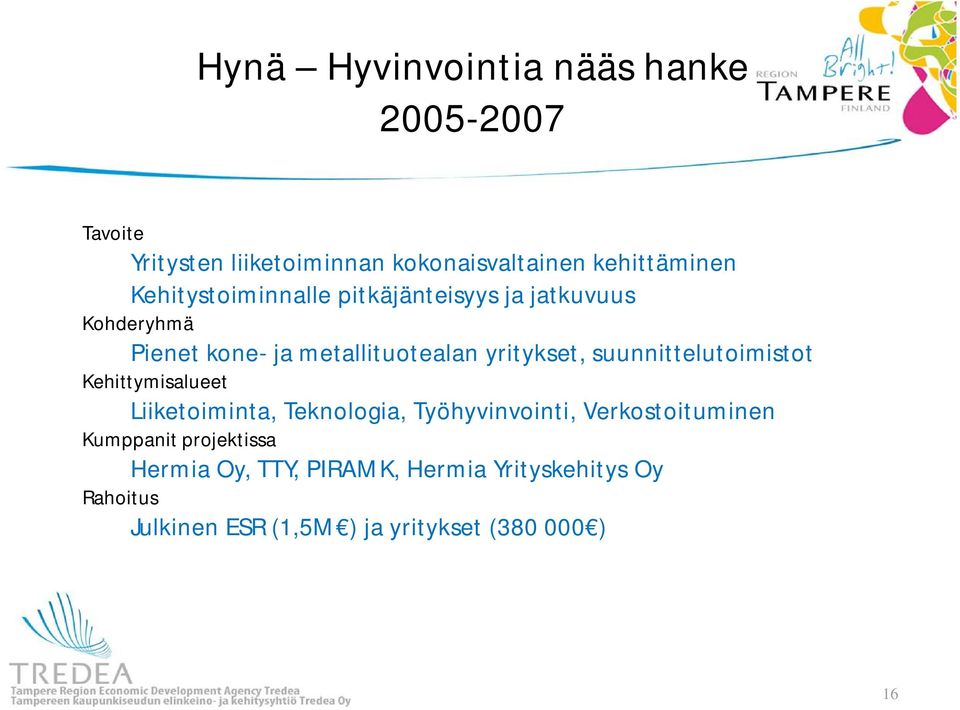 suunnittelutoimistot Kehittymisalueet Liiketoiminta, Teknologia, Työhyvinvointi, Verkostoituminen Kumppanit