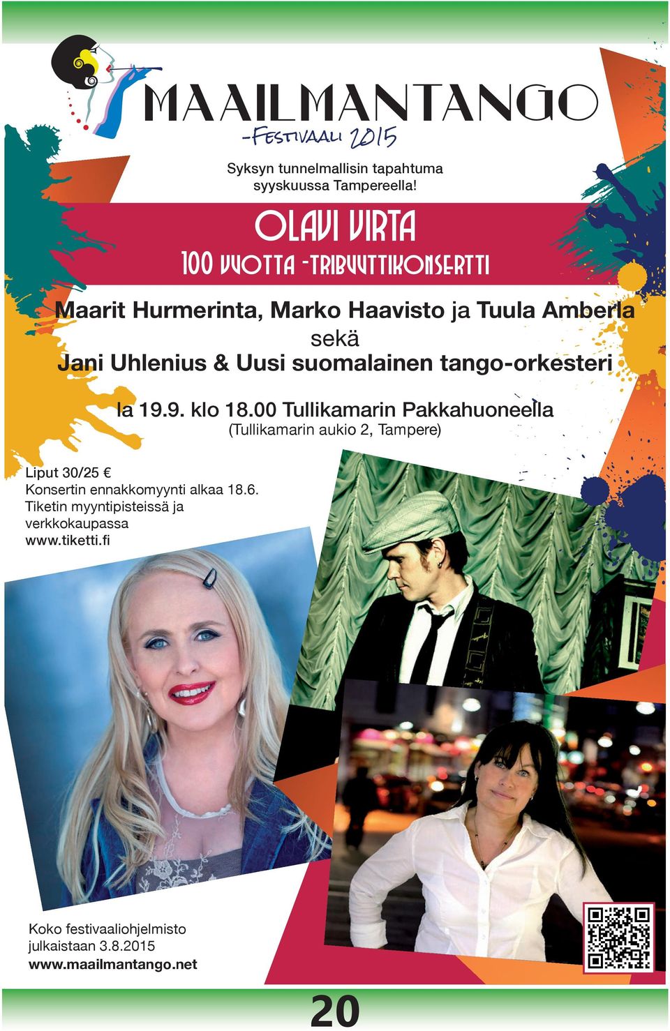 suomalainen tango-orkesteri la 19.9. klo 18.