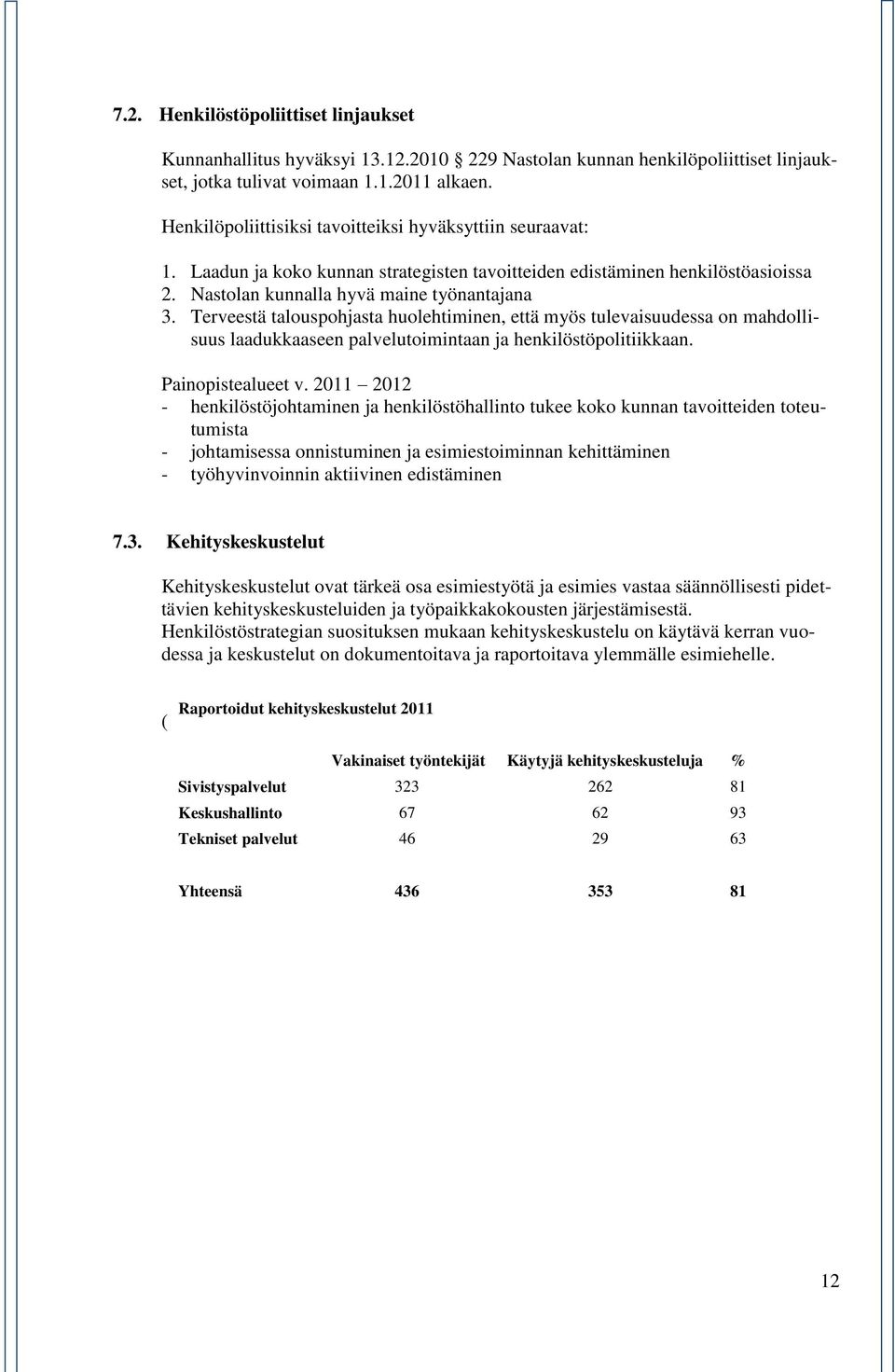 Terveestä talouspohjasta huolehtiminen, että myös tulevaisuudessa on mahdollisuus laadukkaaseen palvelutoimintaan ja henkilöstöpolitiikkaan. Painopistealueet v.