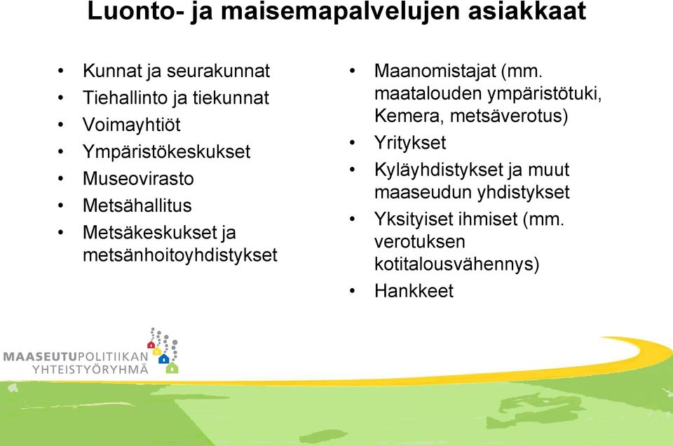 metsänhoitoyhdistykset Maanomistajat (mm.