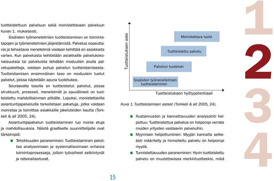 Kun palveluista kehitetään asiakkaille palvelukokonaisuuksia tai palveluista tehdään moduulien avulla palvelupaketteja, voidaan puhua palvelun tuotteistamisesta.