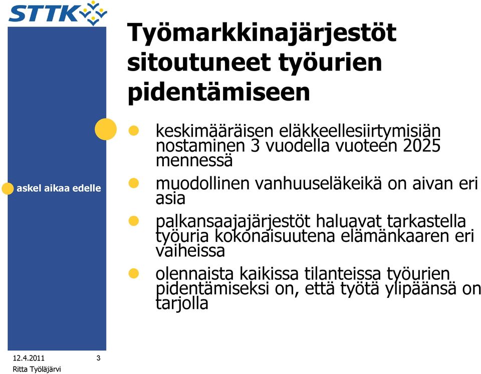 vanhuuseläkeikä on aivan eri asia palkansaajajärjestöt haluavat tarkastella työuria