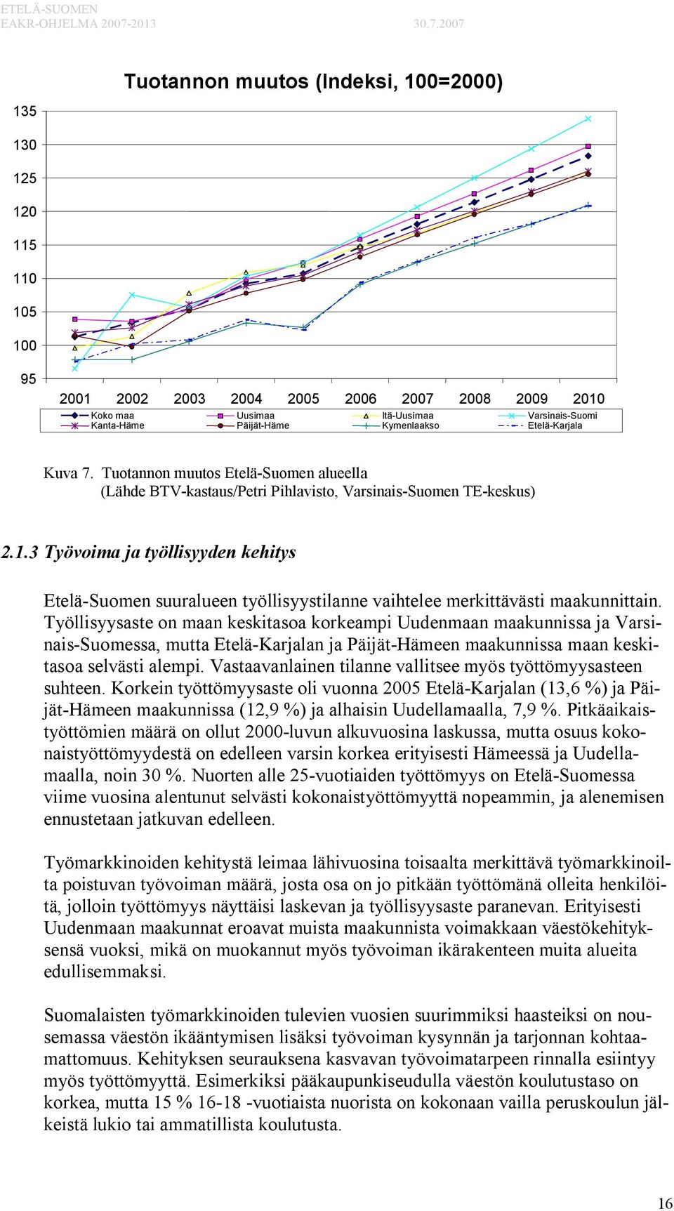 3 Työvoima ja työllisyyden kehitys Etelä-Suomen suuralueen työllisyystilanne vaihtelee merkittävästi maakunnittain.