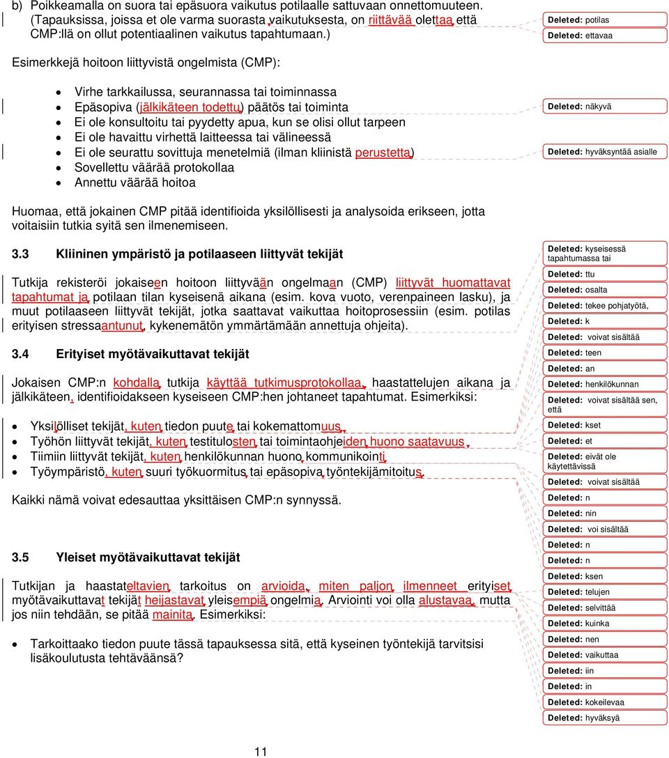 ) Deleted: potilas Deleted: ettavaa Esimerkkejä hoitoon liittyvistä ongelmista (CMP): Virhe tarkkailussa, seurannassa tai toiminnassa Epäsopiva (jälkikäteen todettu) päätös tai toiminta ole