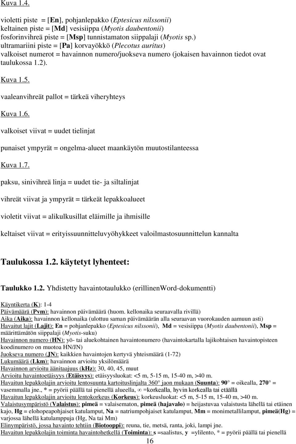 vaaleanvihreät pallot = tärkeä viheryhteys Kuva 1.6. valkoiset viivat = uudet tielinjat punaiset ympyrät = ongelma-alueet maankäytön muutostilanteessa Kuva 1.7.