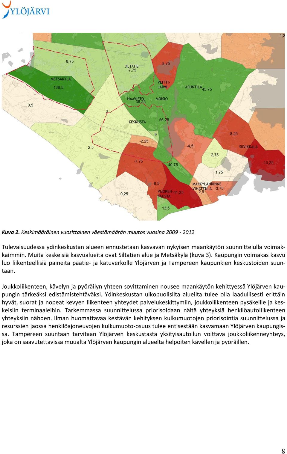 Kaupungin voimakas kasvu luo liikenteellisiä paineita päätie- ja katuverkolle Ylöjärven ja Tampereen kaupunkien keskustoiden suuntaan.