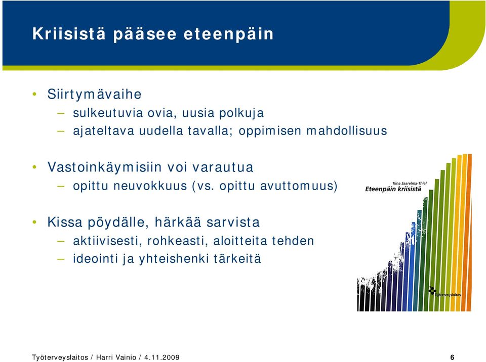 (vs. opittu avuttomuus) Kissa pöydälle, härkää sarvista aktiivisesti, rohkeasti,