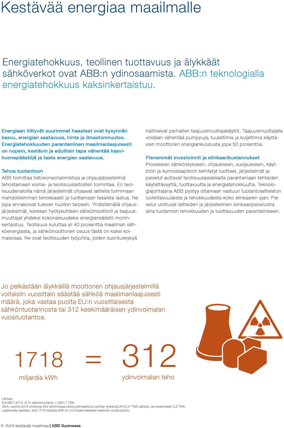 Energiatehokkuuden parantaminen maailmanlaajuisesti on nopein, kestävin ja edullisin tapa vähentää kasvihuonepäästöjä ja taata energian saatavuus.