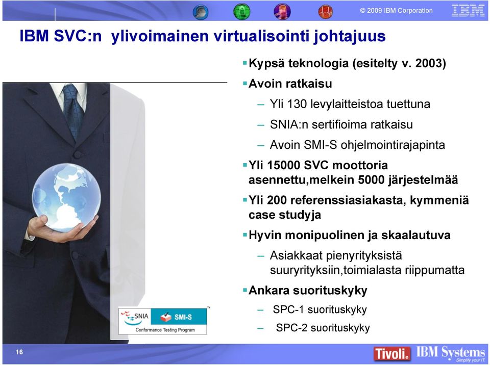 15000 SVC moottoria asennettu,melkein 5000 järjestelmää Yli 200 referenssiasiakasta, kymmeniä case studyja Hyvin