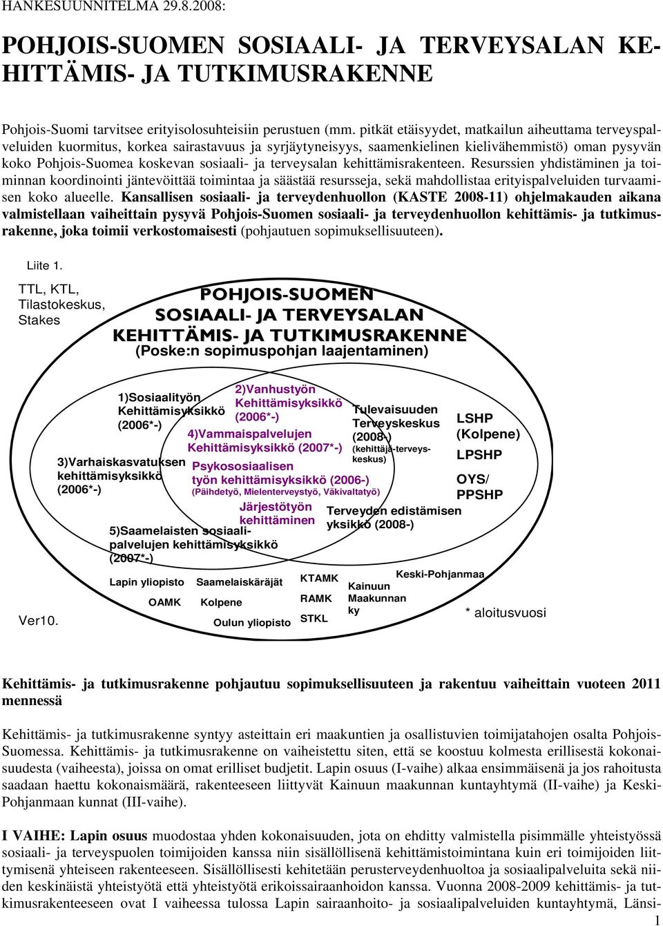 terveysalan kehittämisrakenteen. Resurssien yhdistäminen ja toiminnan koordinointi jäntevöittää toimintaa ja säästää resursseja, sekä mahdollistaa erityispalveluiden turvaamisen koko alueelle.