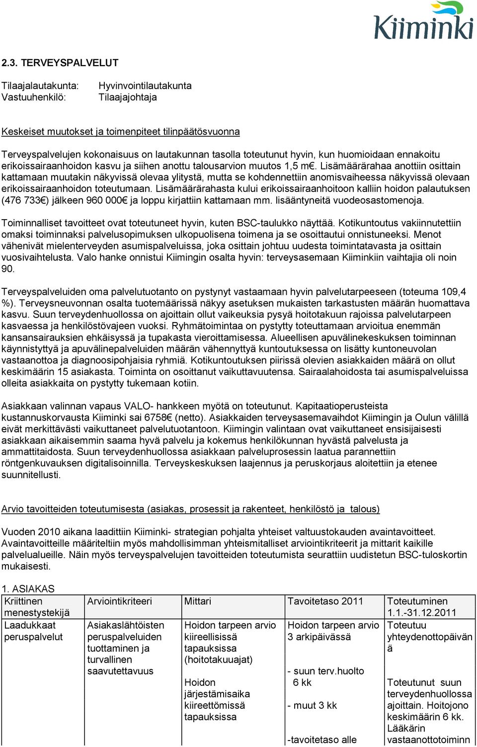 Lisämäärärahaa anottiin osittain kattamaan muutakin näkyvissä olevaa ylitystä, mutta se kohdennettiin anomisvaiheessa näkyvissä olevaan erikoissairaanhoidon toteutumaan.