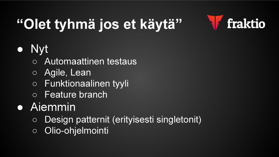 Feature branch Aiemmin Design patternit