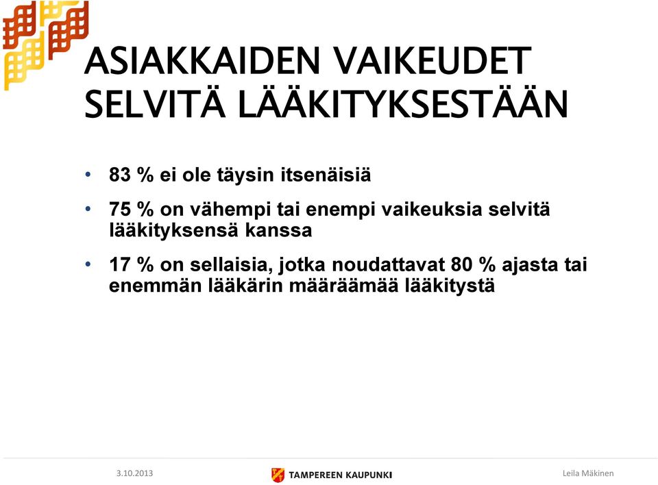 selvitä lääkityksensä kanssa 17 % on sellaisia, jotka