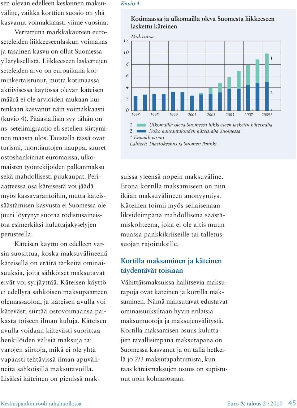 sen olevan edelleen keskeinen maksuväline, vaikka korttien suosio on yhä kasvanut voimakkaasti viime vuosina.