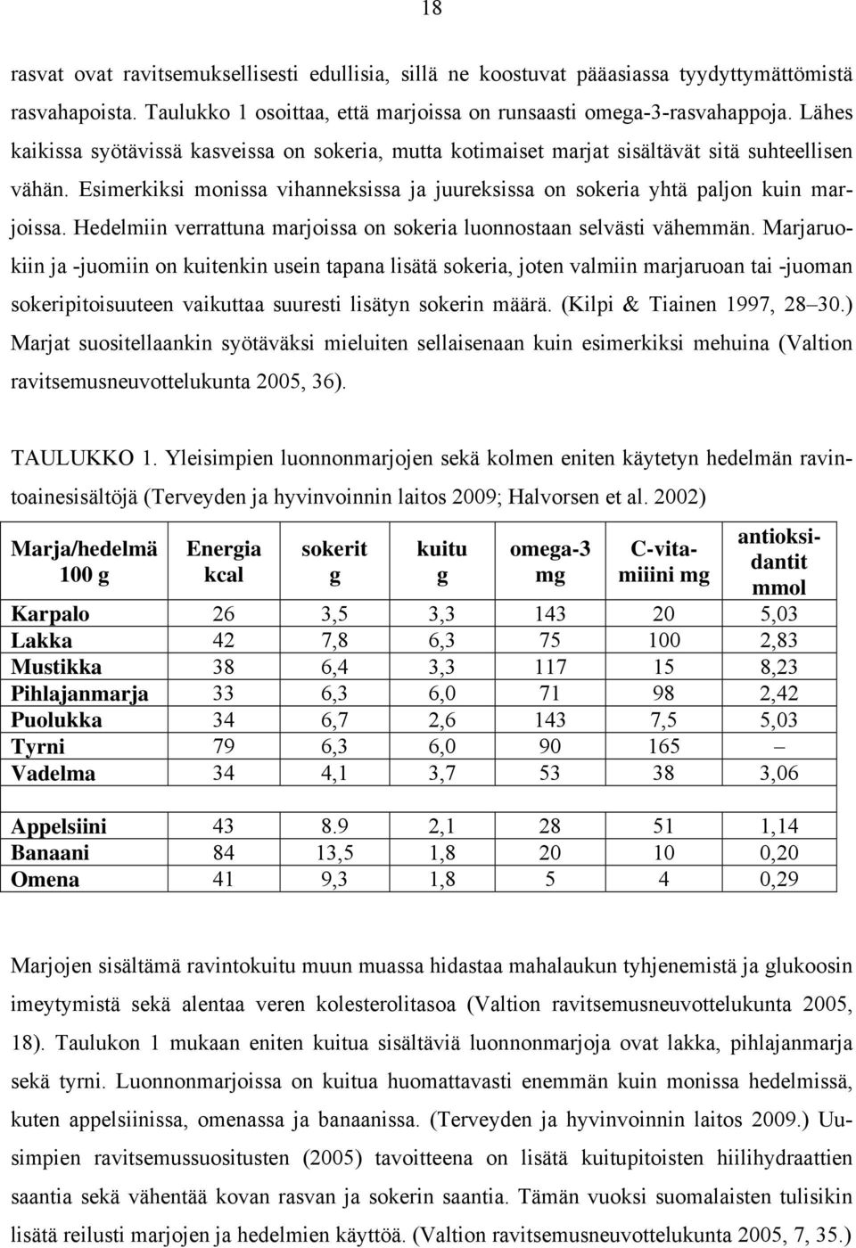 Hedelmiin verrattuna marjoissa on sokeria luonnostaan selvästi vähemmän.