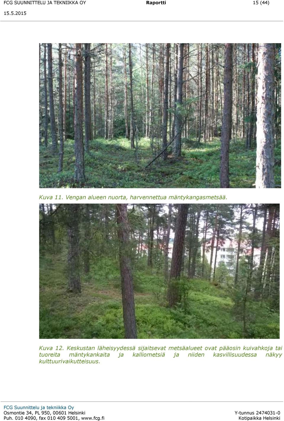 Keskustan läheisyydessä sijaitsevat metsäalueet ovat pääosin kuivahkoja