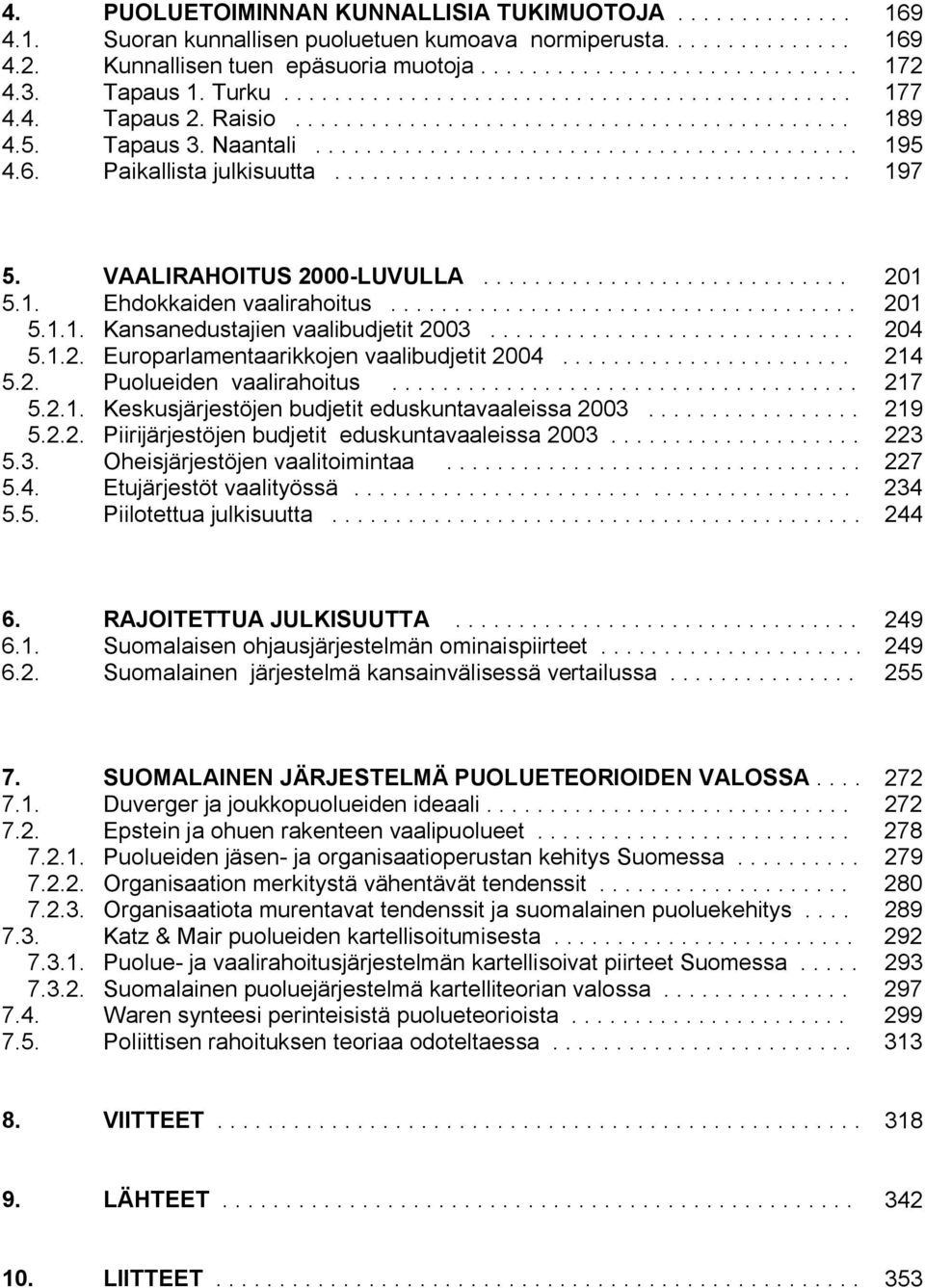 6. Paikallista julkisuutta......................................... 197 5. VAALIRAHOITUS 2000 LUVULLA............................. 201 5.1. Ehdokkaiden vaalirahoitus..................................... 201 5.1.1. Kansanedustajien vaalibudjetit 2003.