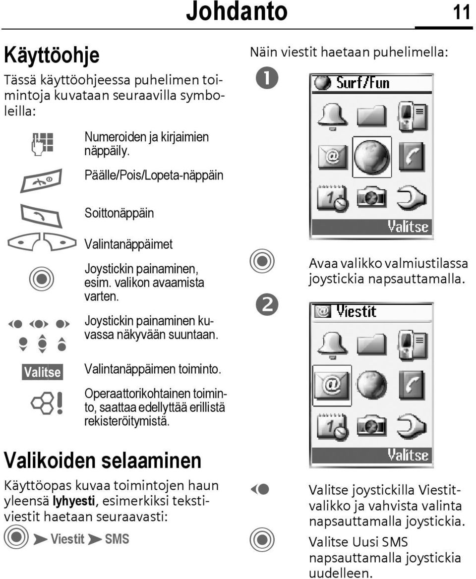 Valintanäppäimen toiminto. Operaattorikohtainen toiminto, saattaa edellyttää erillistä rekisteröitymistä.