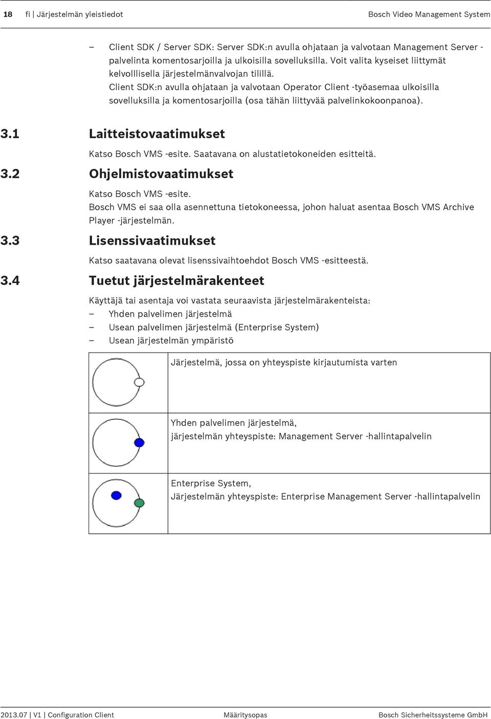 Client SDK:n avulla ohjataan ja valvotaan Operator Client -työasemaa ulkoisilla sovelluksilla ja komentosarjoilla (osa tähän liittyvää palvelinkokoonpanoa). 3.